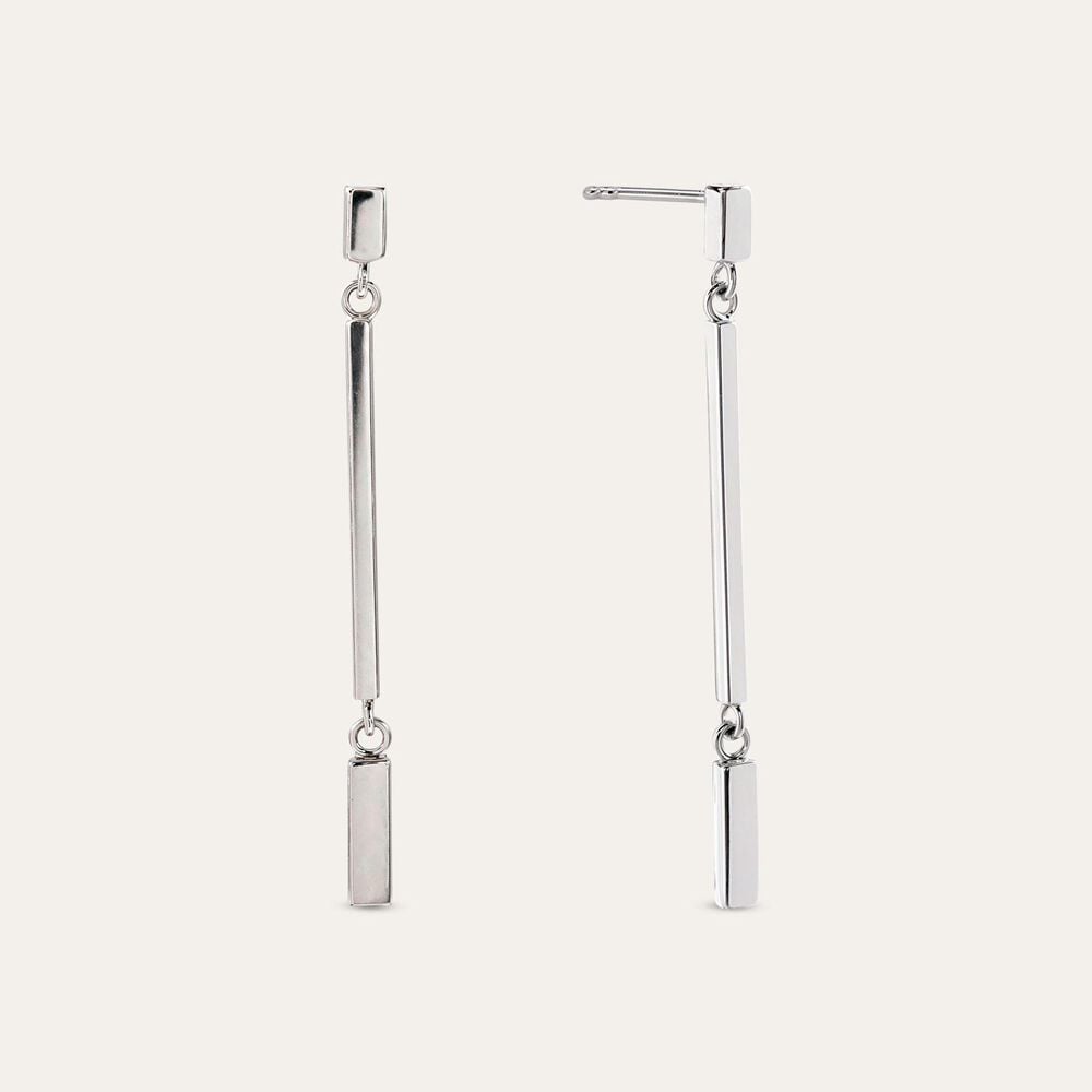 Sterling Silver Long Bar Drop Earrings