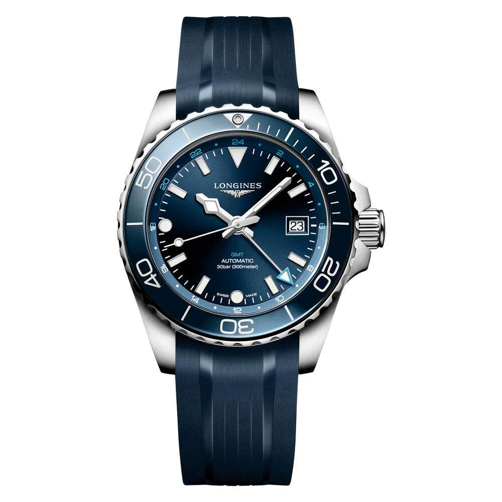 Longines Hydroconquest 41mm Sunray Blue Dial Ceramic Case Rubber Strap Watch image number 0
