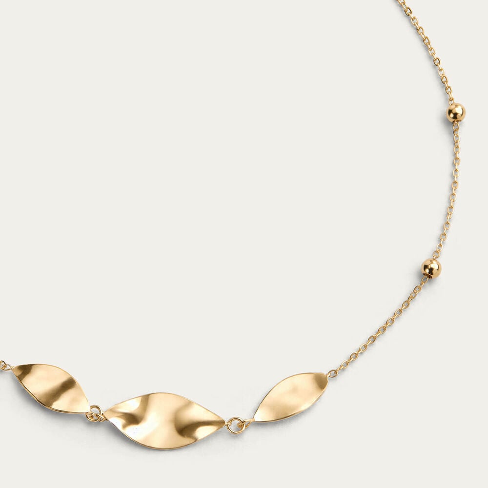 9ct Yellow Gold Polished Leaves Beaded Bracelet