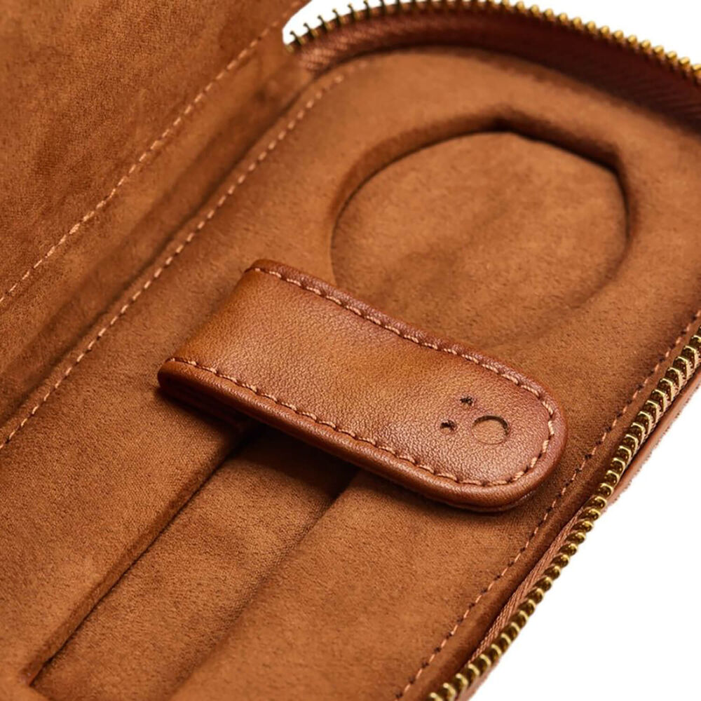 WOLF Brogue 2 Pc Burnished Brown Watch Zip Case