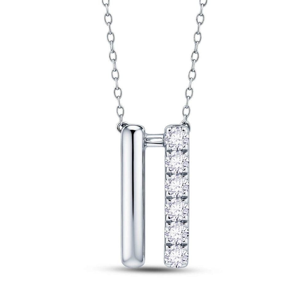 Born Axis Sterling Silver 0.30ct Lab Grown Diamond Two Bar Necklet