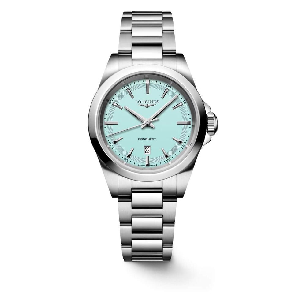 Longines Conquest 30mm Mint Blue Dial Steel Bracelet Watch