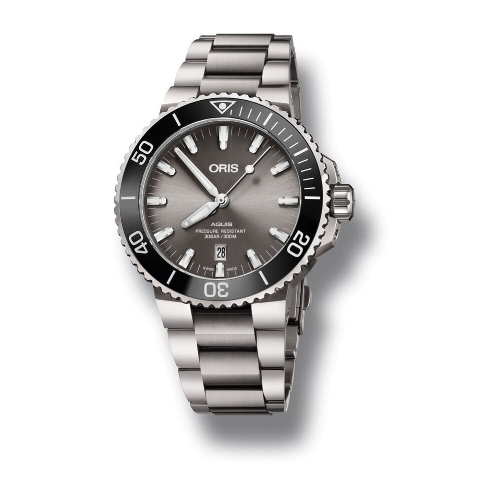 Oris Aquis Silver Dial Titanium Bracelet Men's Watch