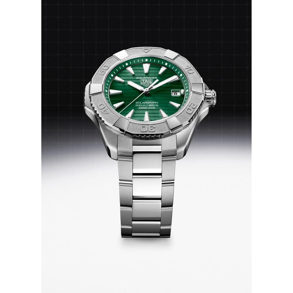 TAG Heuer Aquaracer Professional Solargraph 200 40mm Green Dial Steel Bracelet Watch