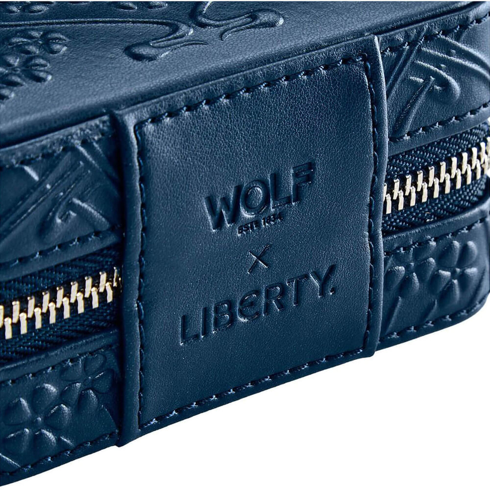WOLF X LIBERTY Navy All Over Ianthe Small Jewellery Zip Travel Case