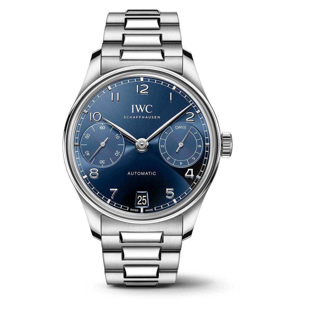 IWC Schaffhausen Portugieser Automatic 42 Blue Dial Steel Bracelet Watch image number 0