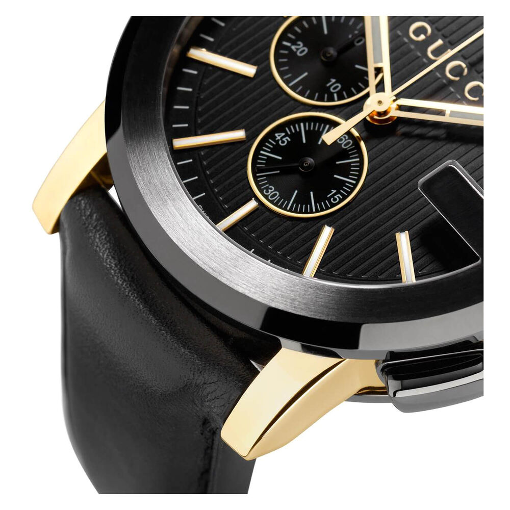 Gucci G-Chrono 44mm Yellow Gold PVD & Steel Case Leather Strap Watch image number 7