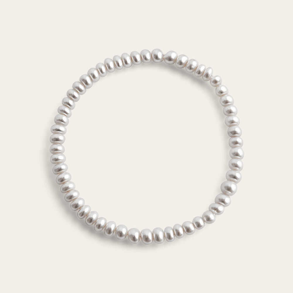 Sterling Silver Oval Freshwater Pearl Stretch Bracelet