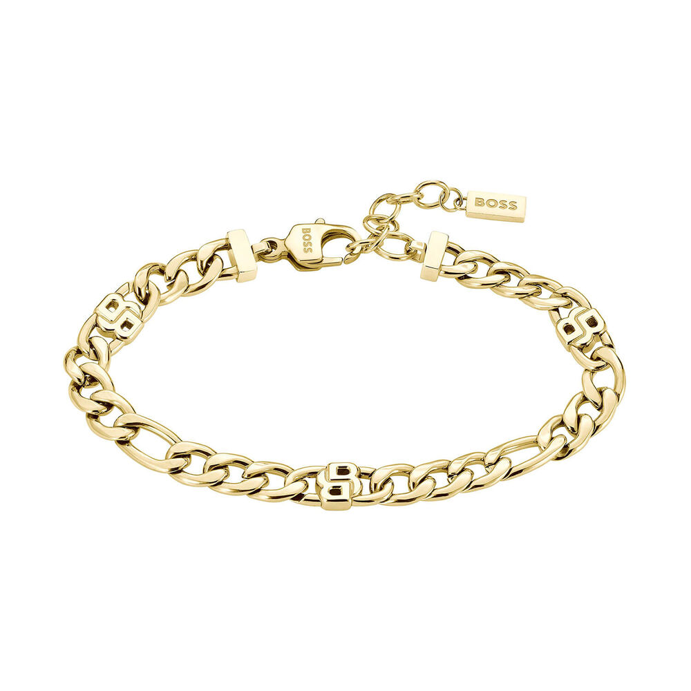 BOSS Gold Tone Double B Monogram Bracelet image number 0