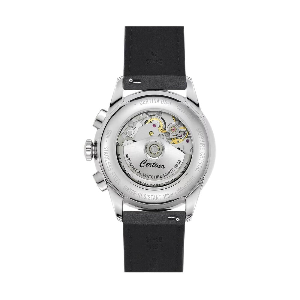 Certina DS-1 Chrono Auto 42mm White Dial Grey Leather Strap Watch