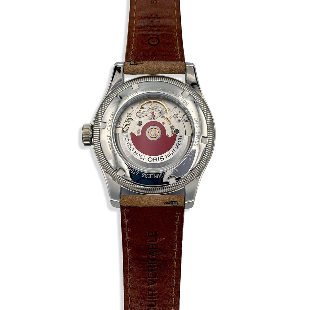 Pre-Owned Oris Big Crown Pointer Date 40mm Blue Dial Brown Leather Strap Watch