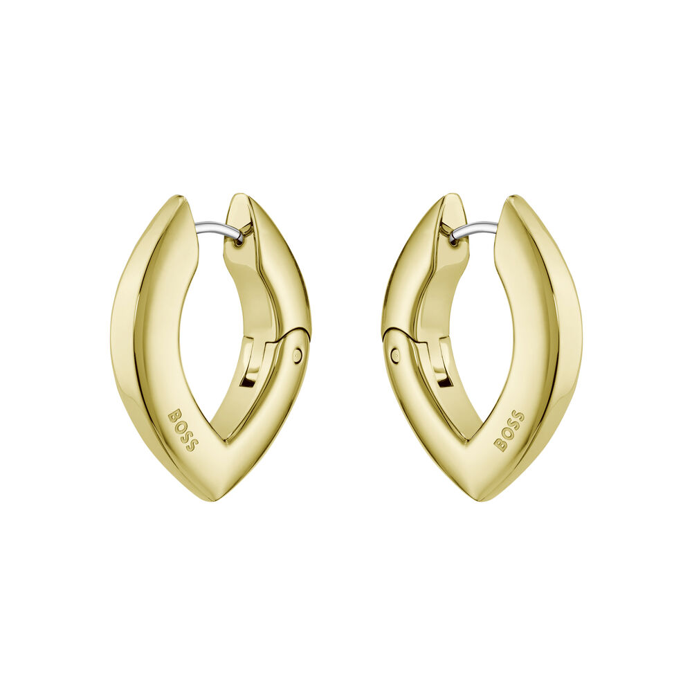 BOSS Fiora Yellow Gold Tone Stainless Steel Hoop Earrings image number 0
