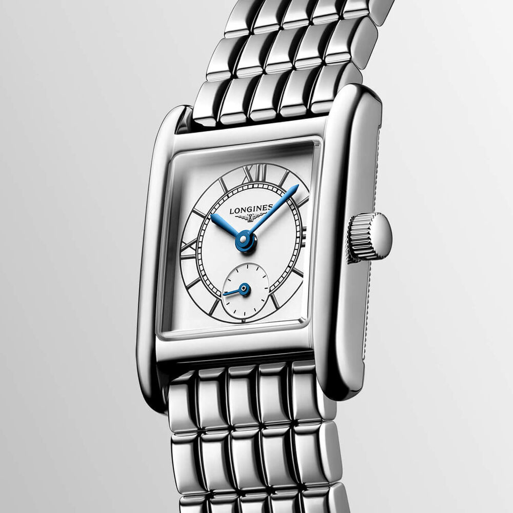 Longines MiniDolcevita 2023 29 X 21.50mm Silver "flinqué" Blue Hands Dial Steel Bracelet Watch image number 2