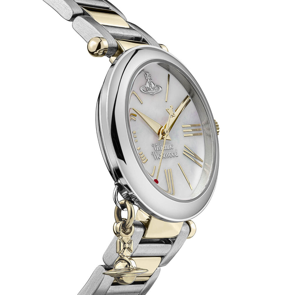 Vivienne Westwood Mother Orb 32mm Mother of Pearl Dial Two Tone Steel Bracelet Watch image number 3