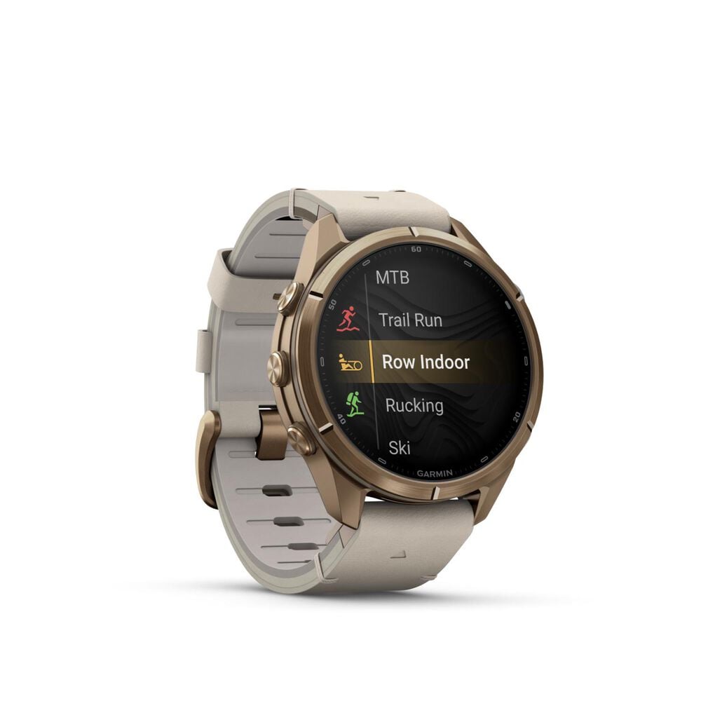 Garmin fenix 9 Pro 43mm Autumn Gold Titanium Bone Leather Strap Watch