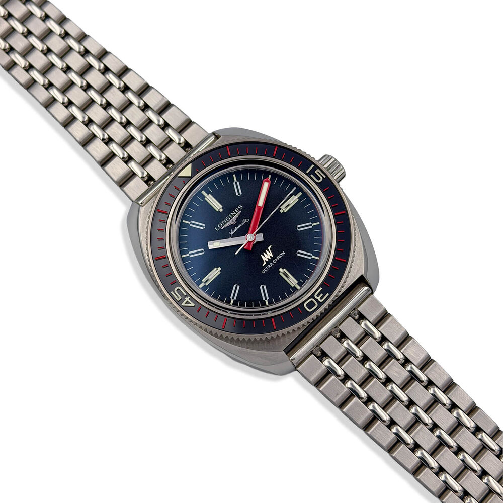 Pre-Owned Longines Heritage Ultra-Chron 43mm Black Dial Steel Bracelet Watch image number 1