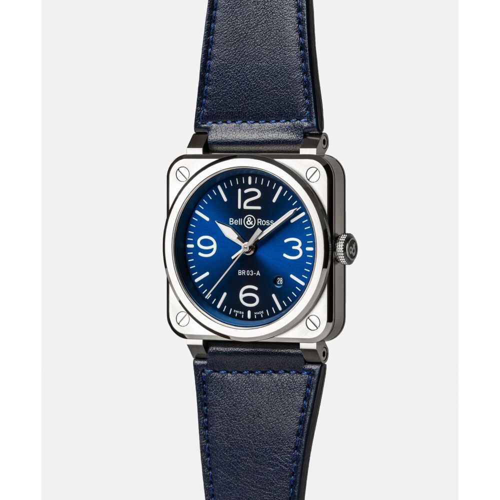 Bell & Ross BR-03 Auto 41mm Blue Dial Leather Strap Watch image number 1