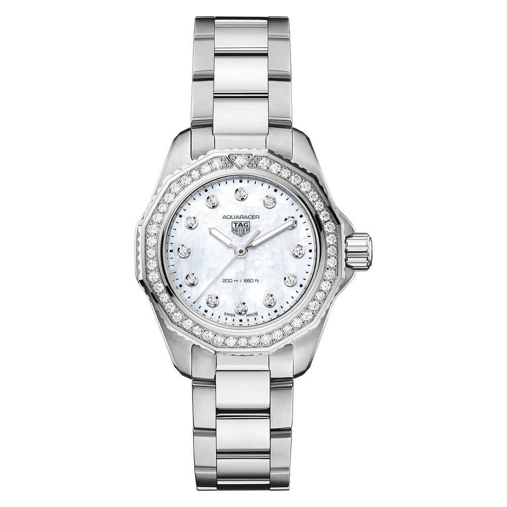 TAG Heuer Aquaracer Professional 200 30mm MOP Dial Diamond Dot Stainless Steel Bracelet Watch image number 0