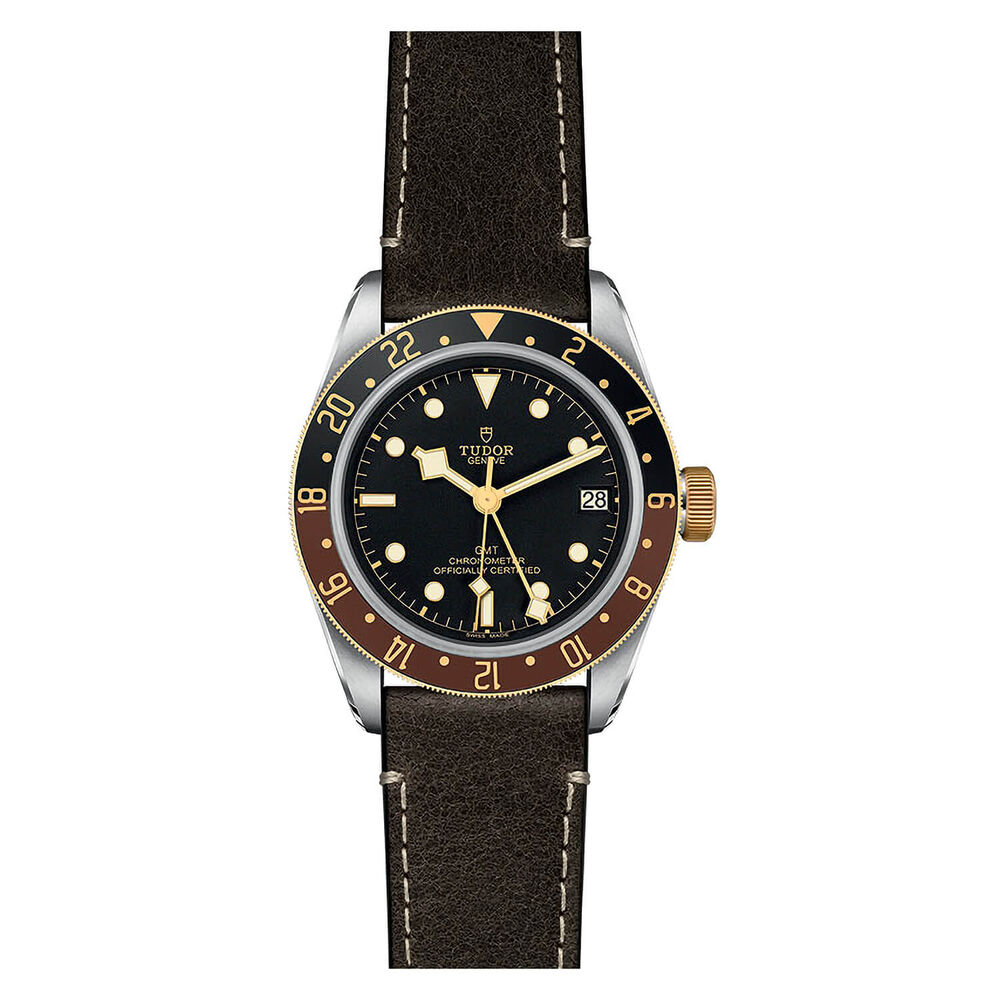 Tudor Black Bay GMT 41mm Automatic Steel Case Black Dial Brown Leather Strap Watch image number 1