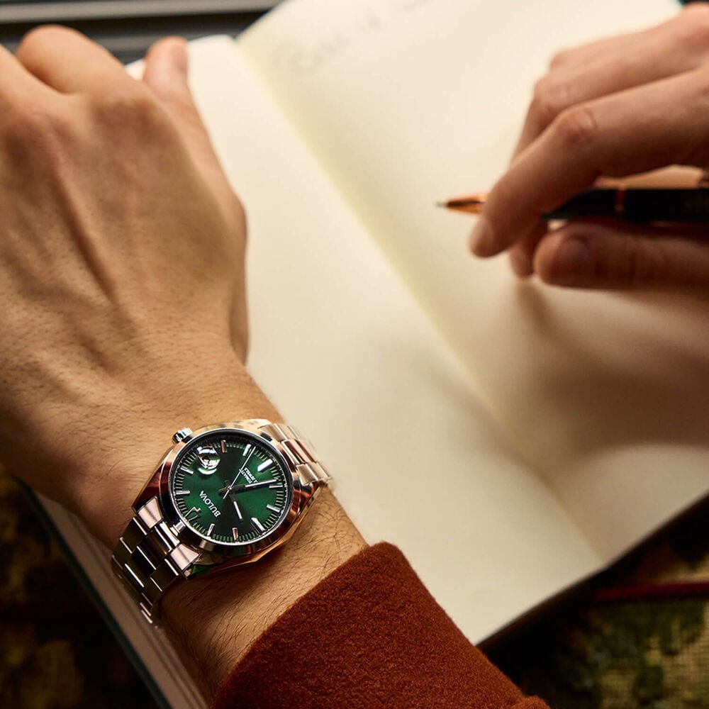 Bulova Surveyor Automatic 39mm Green Dial Steel Bracelet Watch image number 5