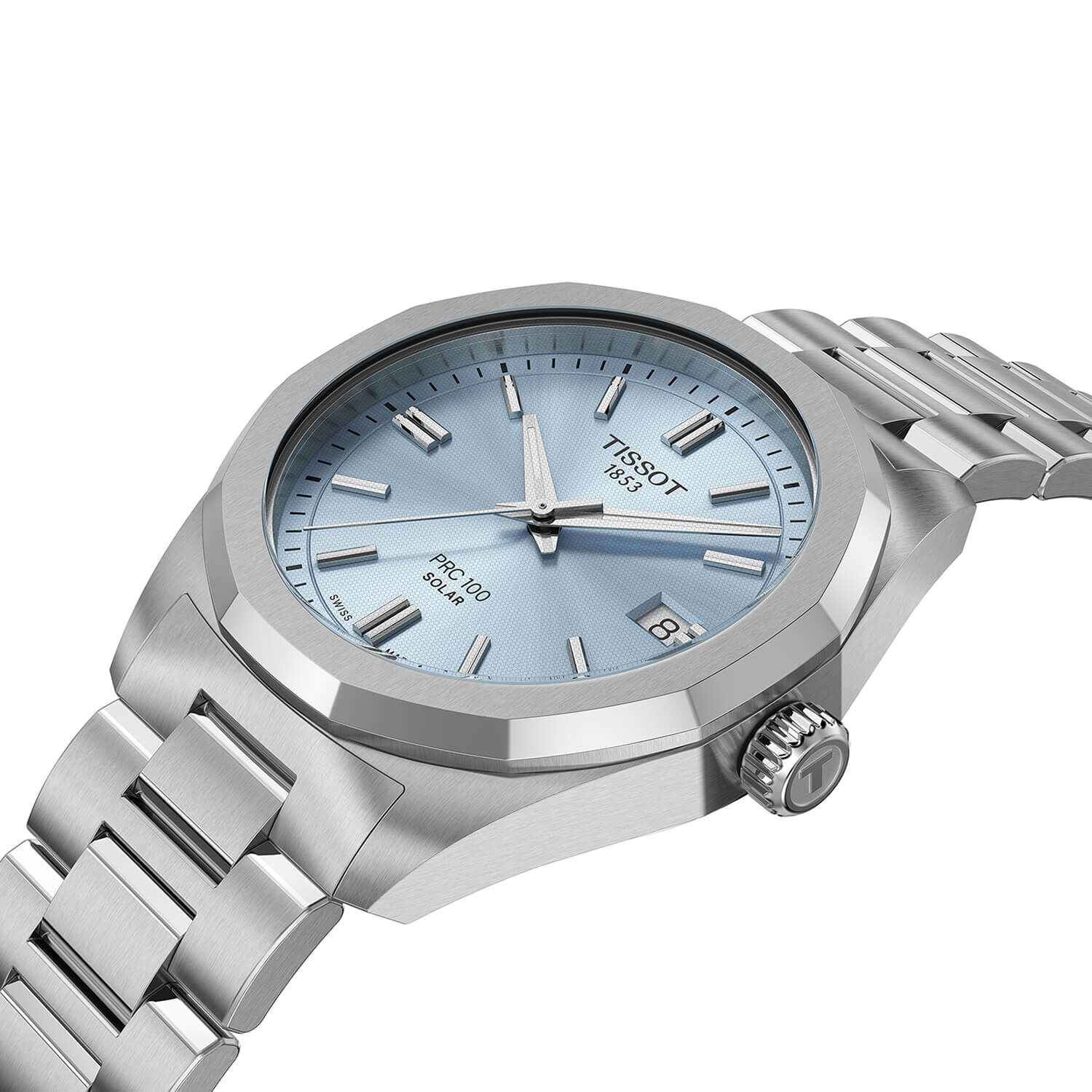 Tissot PRC 100 Solar 34mm Blue Dial Steel Bracelet Watch