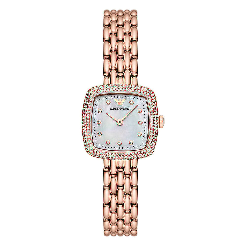 Armani Rosa 26x26mm Mother of Pearl Dial Rose Gold PVD Bracelet Watch image number 0
