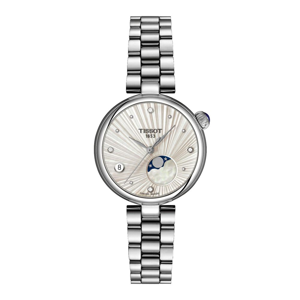 Tissot Desir Moonphase 29.6mm Silver Dial Diamond Dots Steel Bracelet Watch