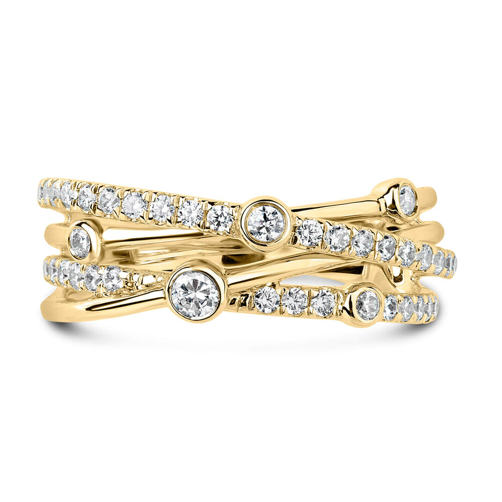 9ct Yellow Gold 0.50ct Diamond Crossover Bubble Ring image number 10