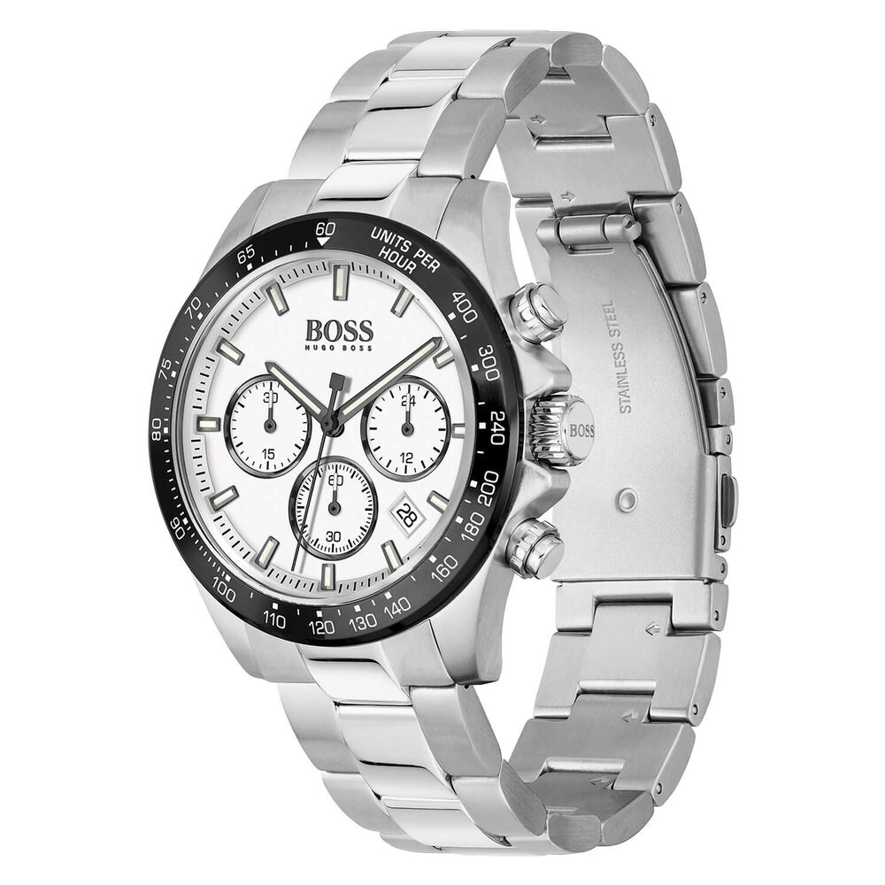 Hugo BOSS Hero 43mm White Dial Chronograph Bezel Steel Case Bracelet Watch image number 1
