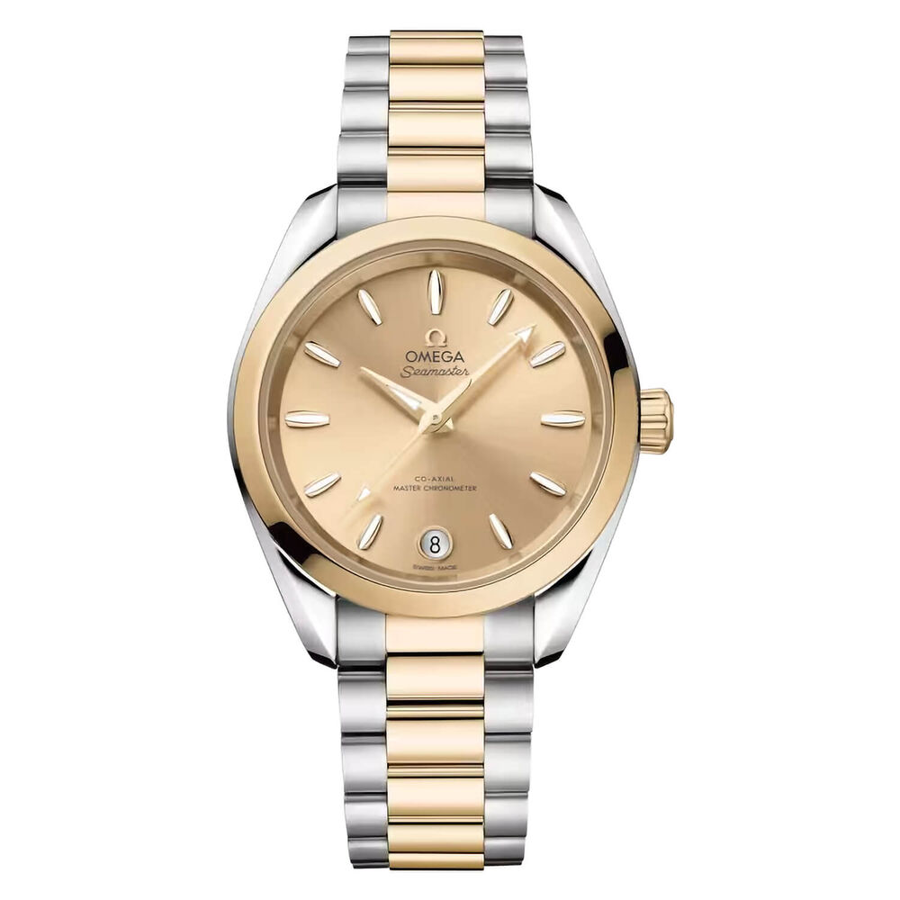 OMEGA Seamaster Aqua Terra Shades 150M 34mm Gold Dial Steel & Moonshine™ Gold Bracelet Watch image number 0