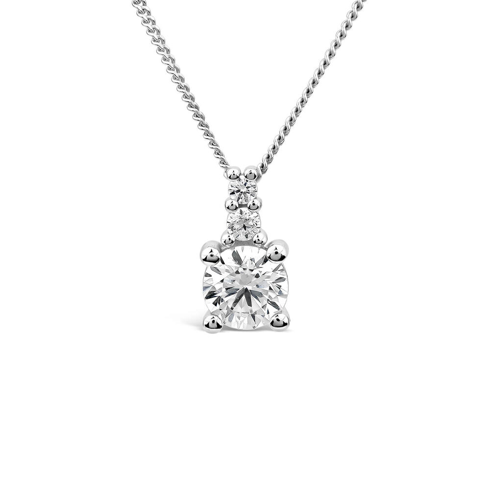9ct White Gold Round Cubic Zirconia Top Pendant