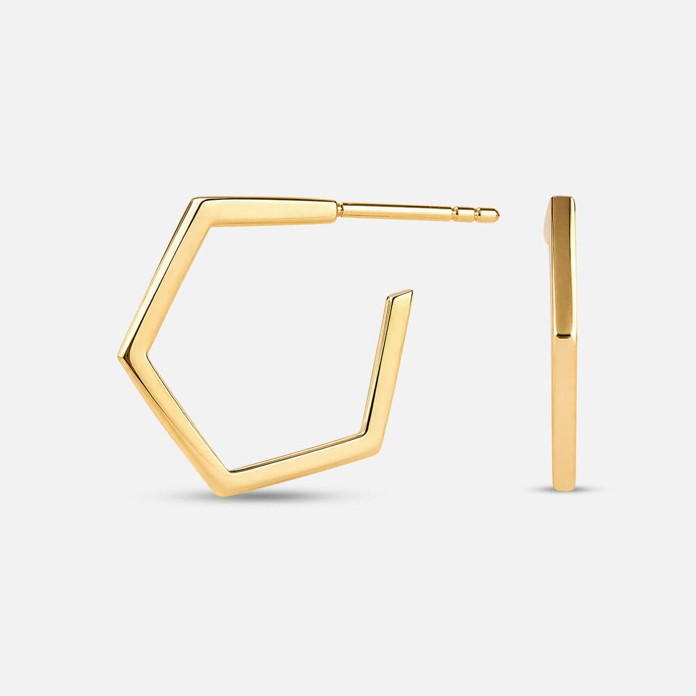 Yellow Gold Plated Sterling Silver 4 Corner Hoop Earrings