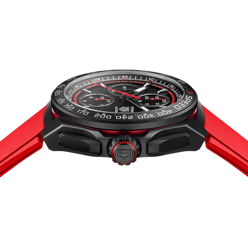 TAG Heuer Formula 1 Chronograph 44mm Black & Red Dial Red Rubber Strap Watch image number 3