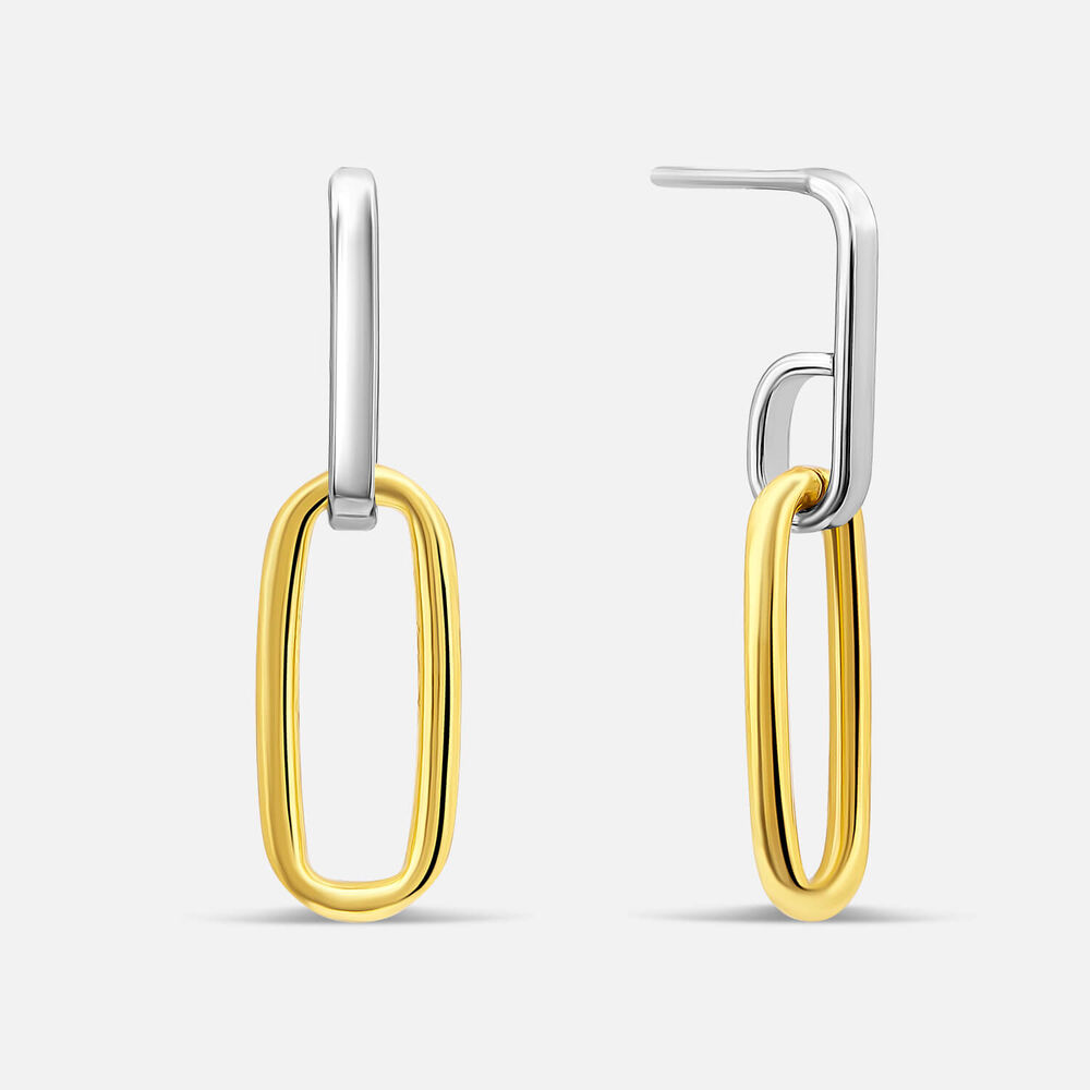 Sterling Silver Two Tone Oval Link Drop Earring