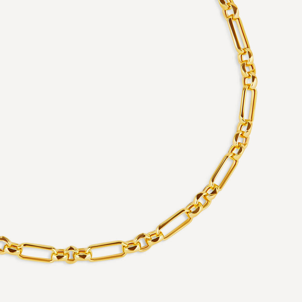 9ct Yellow Gold Diamond Cut Figaro Belcher Bracelet image number 1