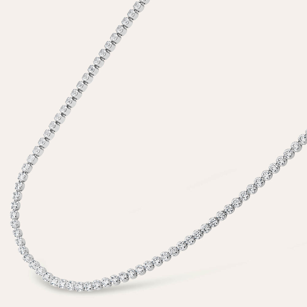 Sterling Silver Single Row Crystal Necklet