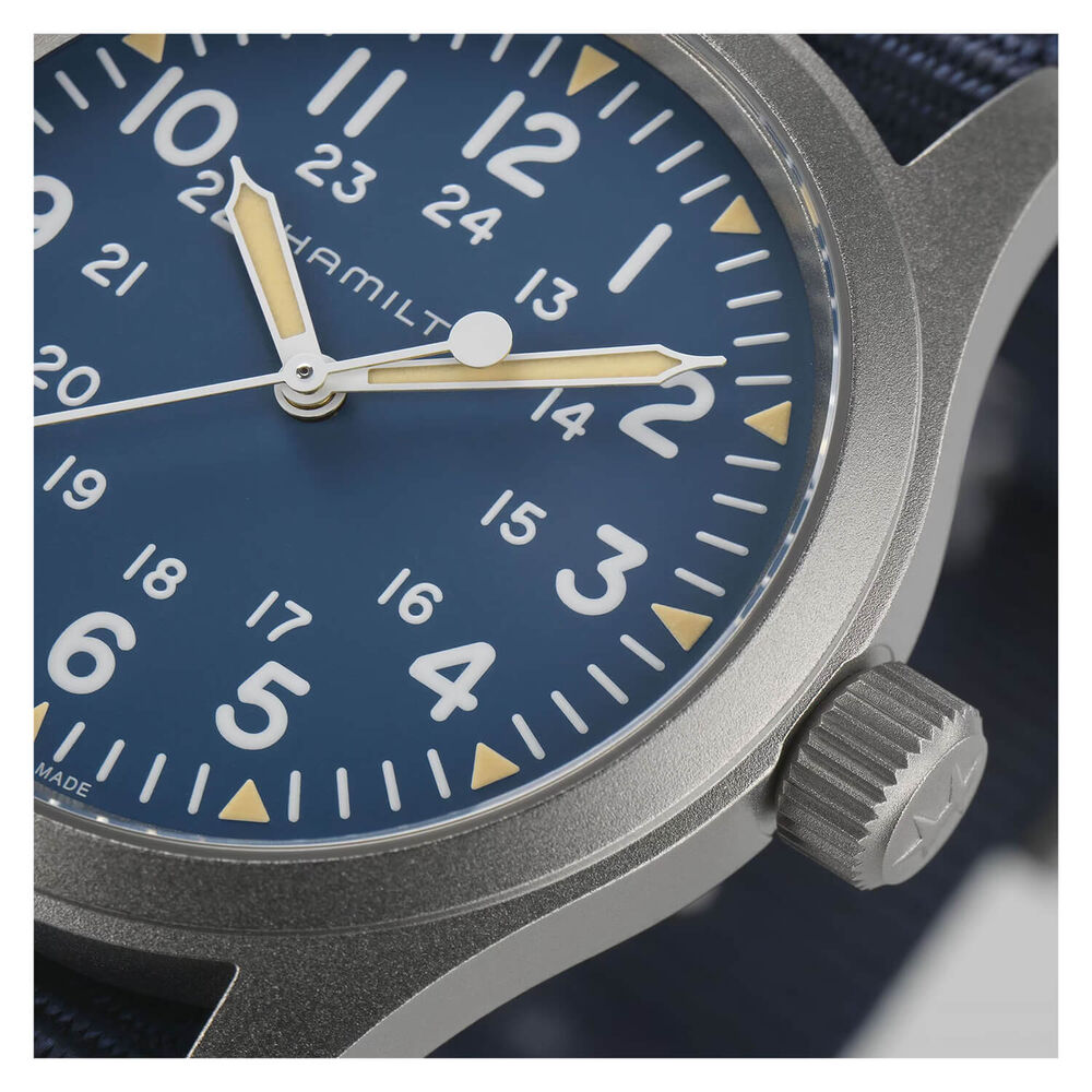 Hamilton Khaki Field Mechanical 38mm Blue Dial & Blue NATO Strap Watch image number 1