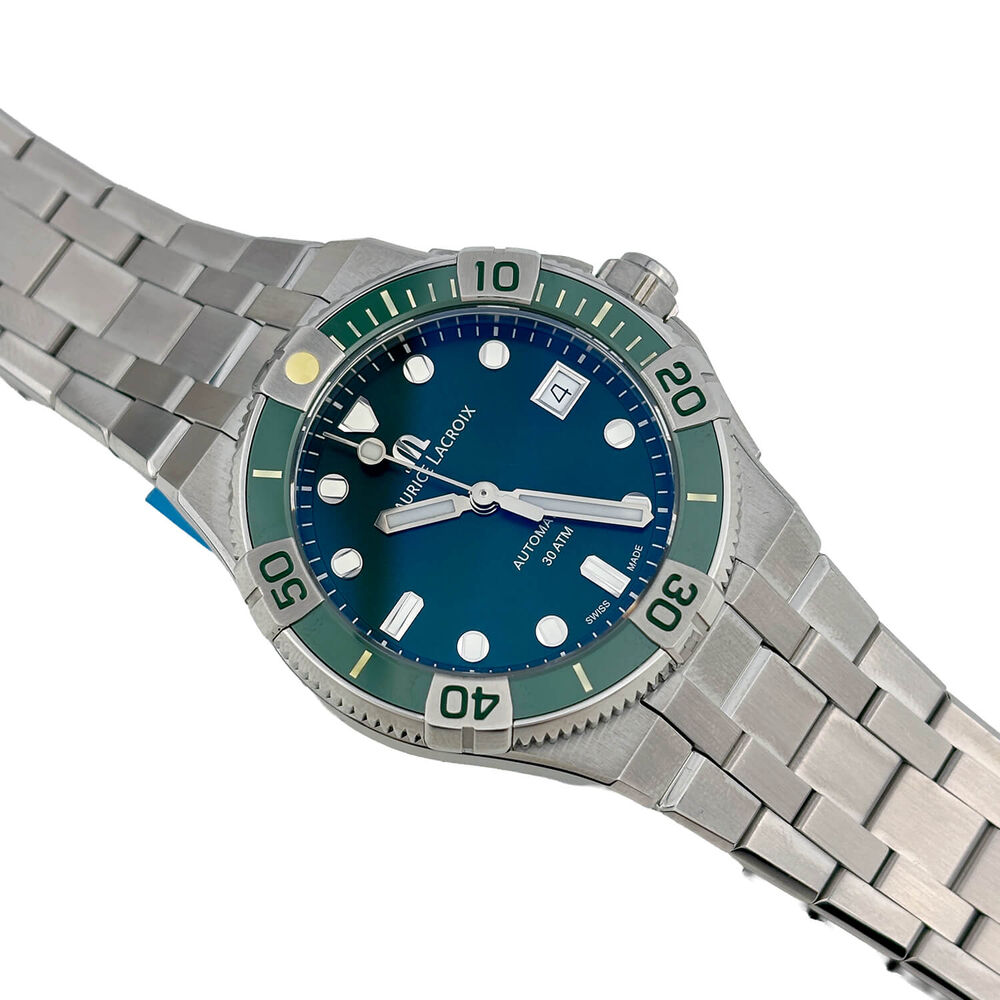 Pre-Owned Maurice Lacroix Aikon Venturer 38mm Green Dial Steel Bracelet Watch