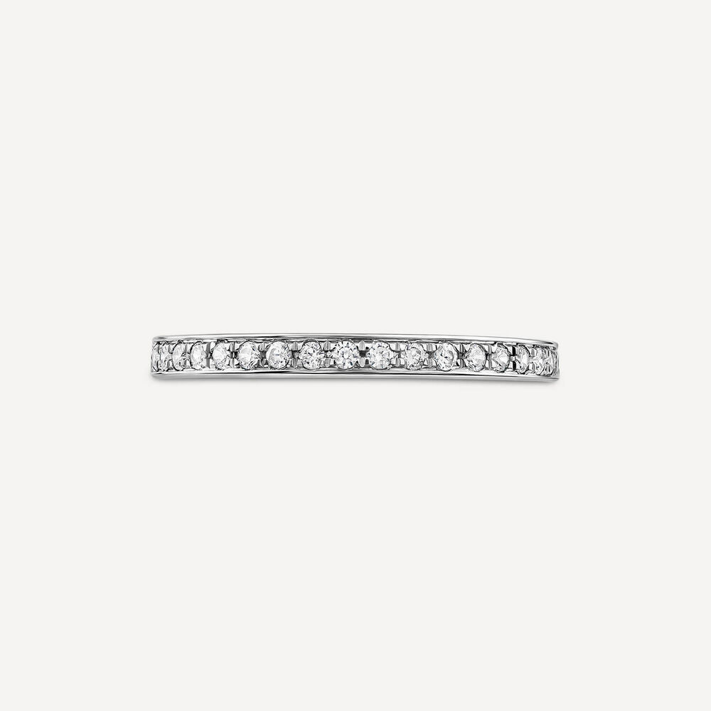 18ct White Gold 2mm Pave 0.15ct Diamond Wedding Ring