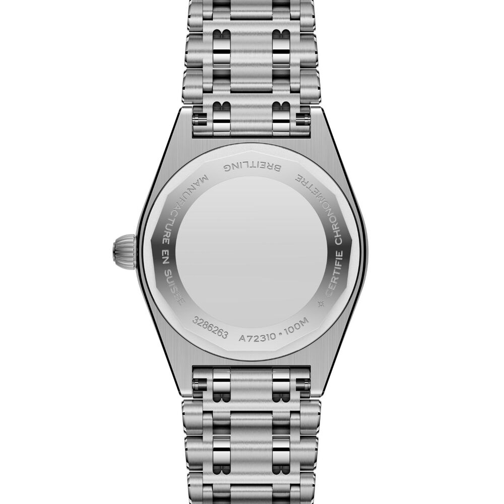 Breitling Chronomat 28mm Light Blue MOP Dial Diamond Dots Steel Bracelet Watch image number 1