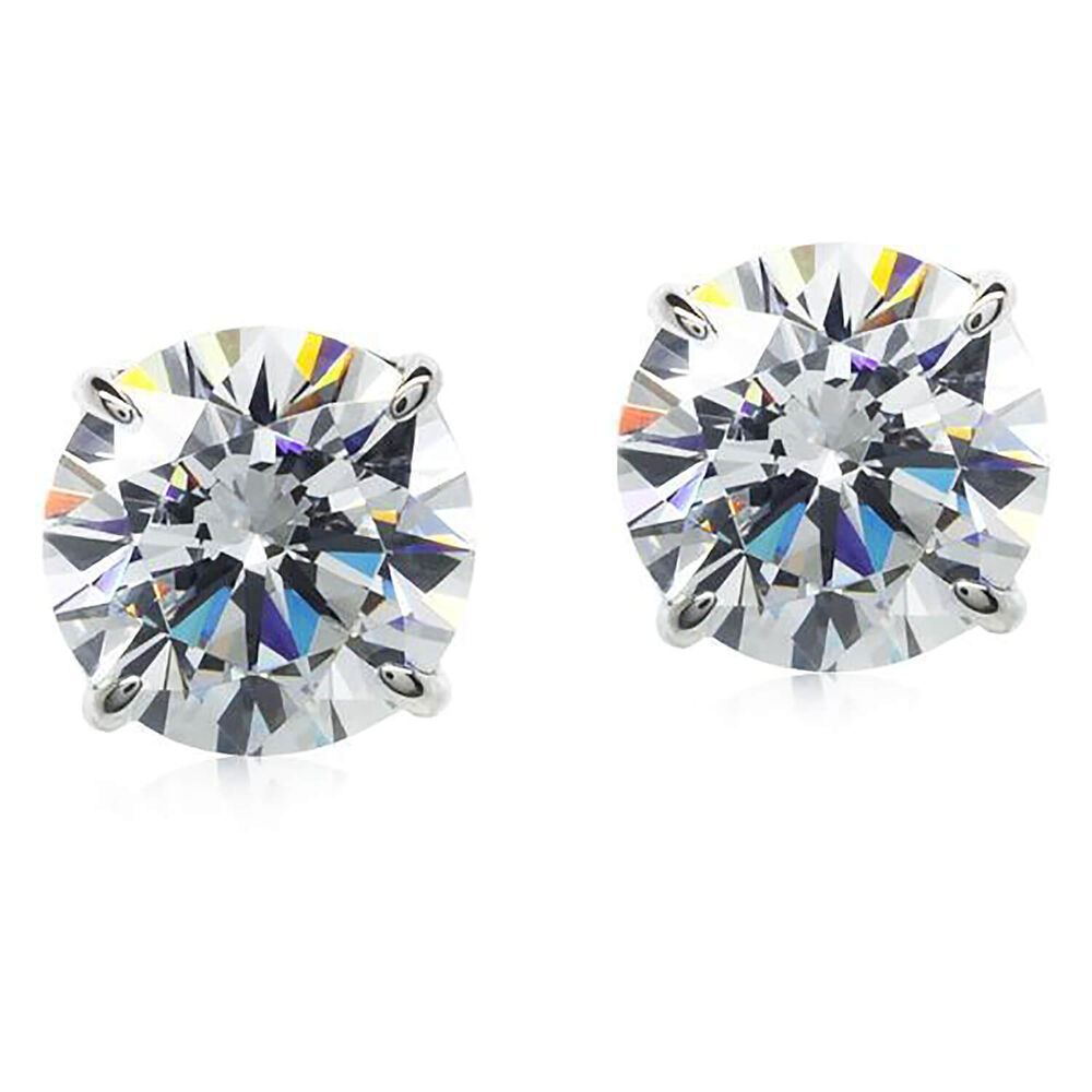 CARAT* London White Gold Eternal Four Prong Round 2ct Stud Earrings image number 0