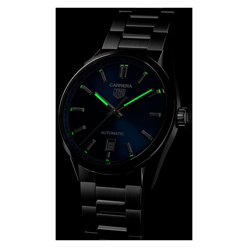 TAG Heuer Carrera Date 39mm Blue Dial Stainless Steel Bracelet Watch image number 6