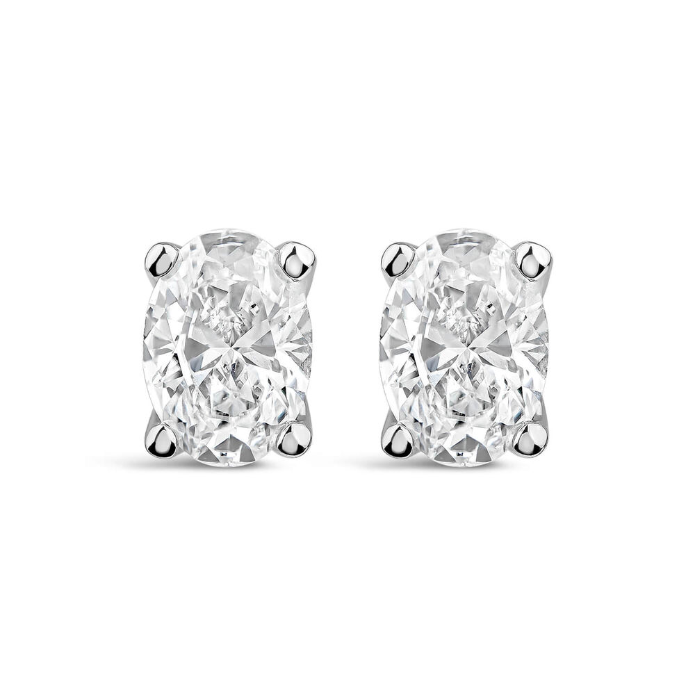 Born 9ct White Gold Lab Grown 0.80ct Diamond Oval Stud Earrings