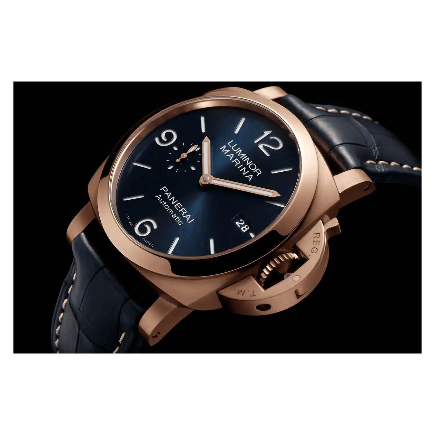 Panerai Luminor 44mm Marina Blue Dial Strap Watch