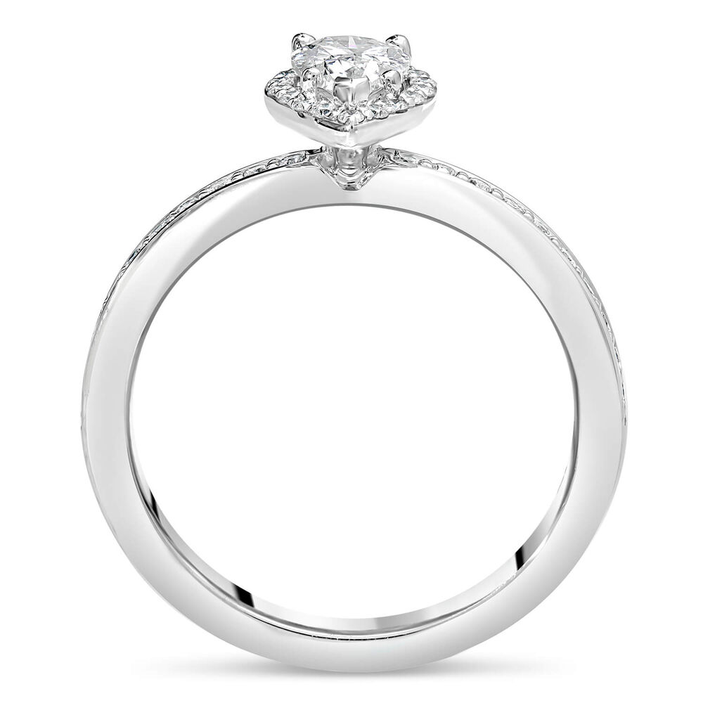 Northern Star 18ct White Gold 0.70ct Diamond Pear Halo & Shoulders Ring image number 2