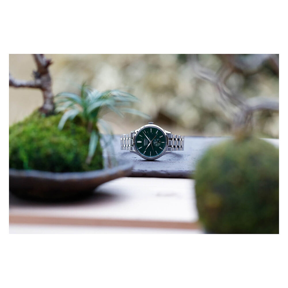 Seiko Presage Zen Garden 42mm Green Dial Steel Case Bracelet Watch