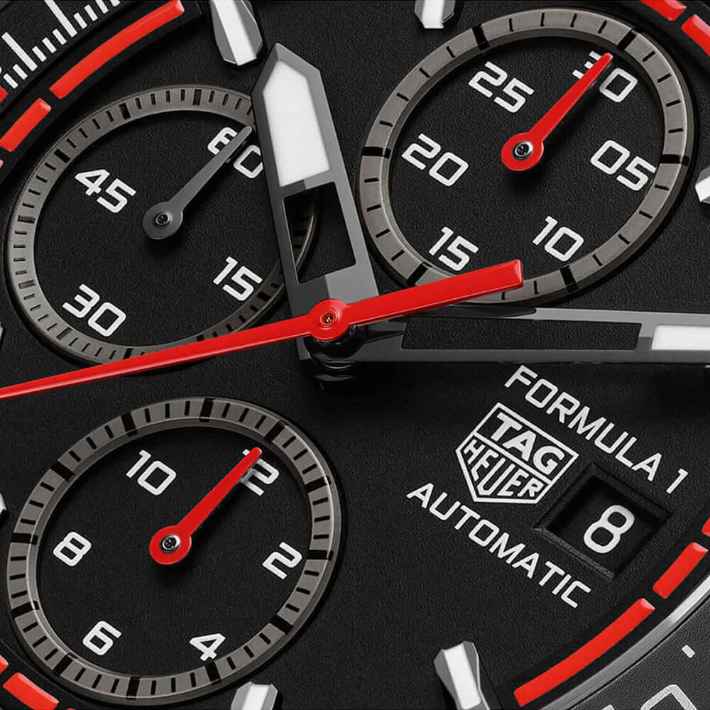 TAG Heuer Formula 1 Chronograph 44mm Black & Red Dial Black Rubber Strap Watch image number 4
