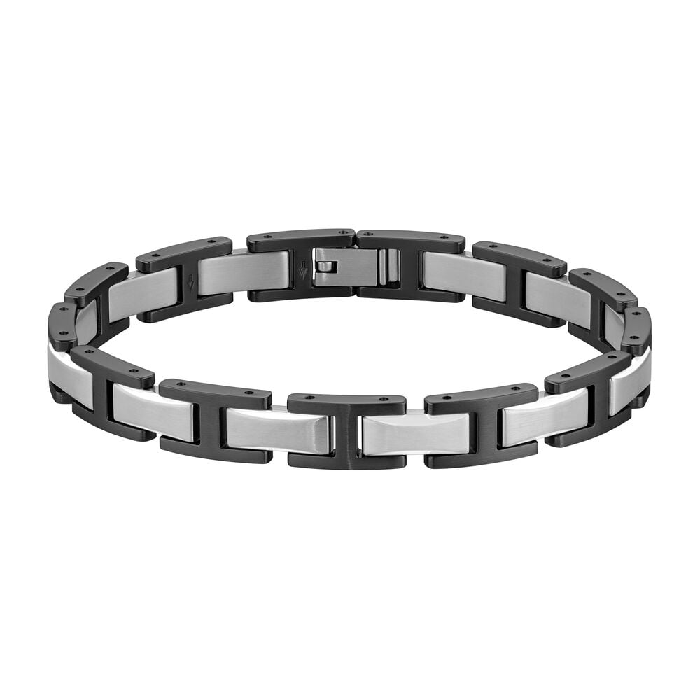 BOSS Nolan Two Tone Black Stainless Steel H-Link Bracelet image number 2