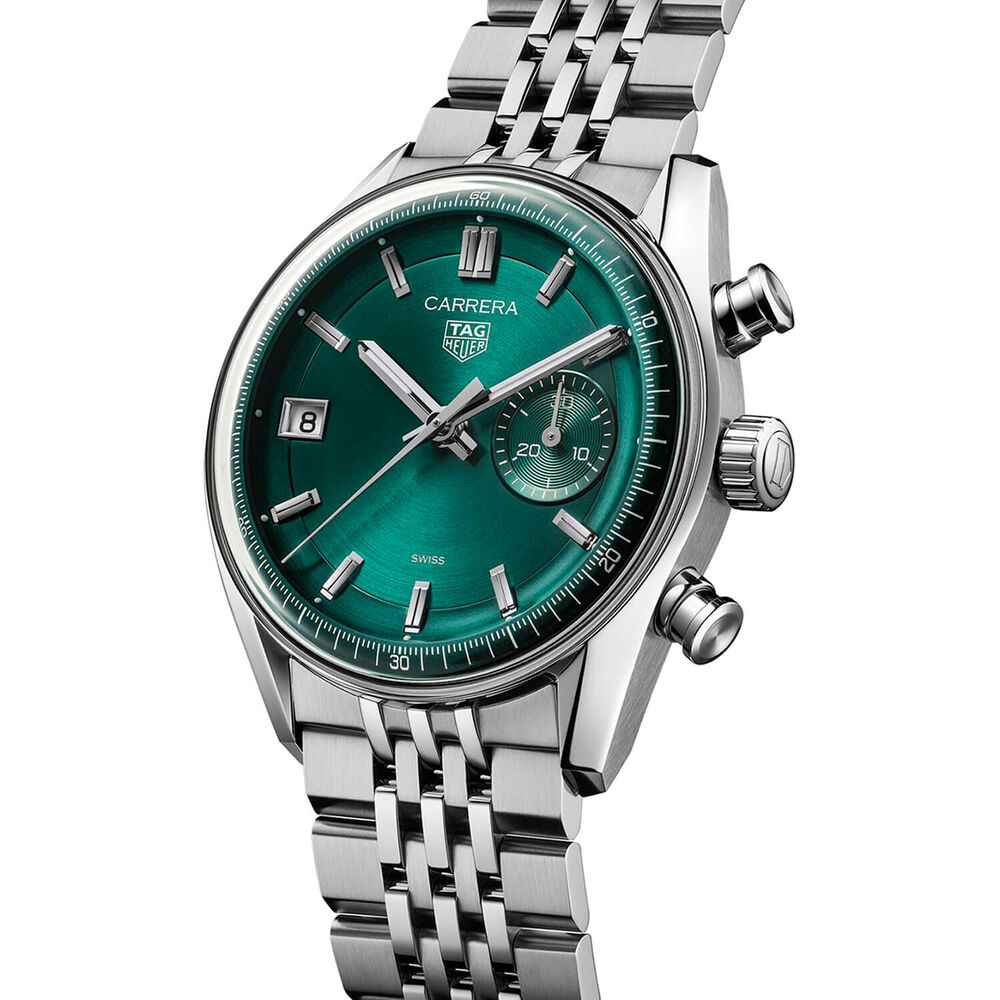 TAG Heuer Carrera Chronograph 39mm Green Dial Steel Bracelet Watch