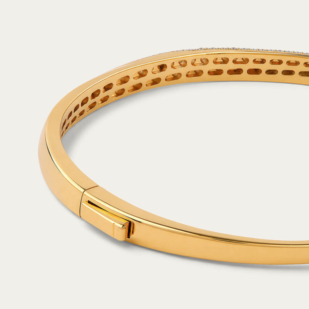 Yellow Gold Plated Sterling Silver Cubic Zirconia Bangle